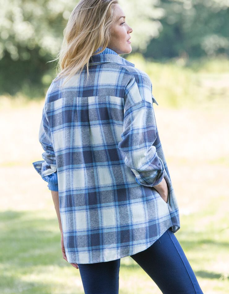 Veste surchemise à carreaux, flanelle gratté (indigo) Veste surchemise à carreaux, flanelle gratté (indigo)