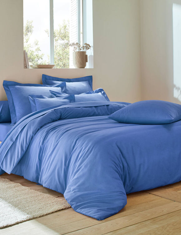 Linge de lit uni coton  (océan)