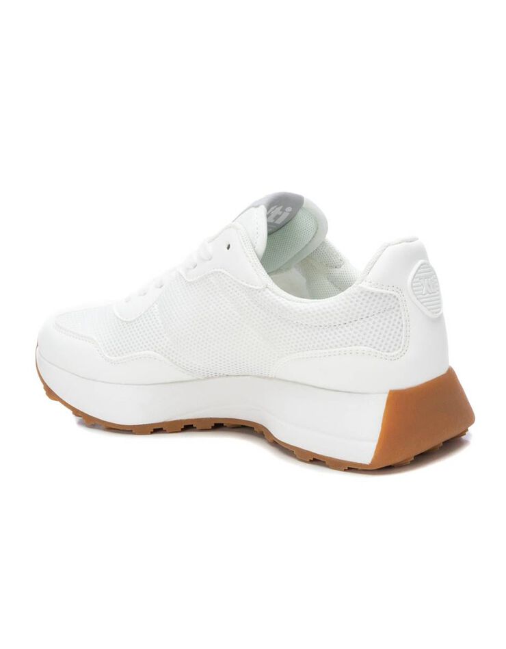 Baskets mode bi-matière à lacets (blanc)