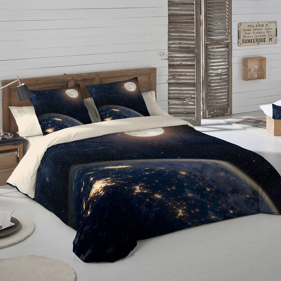 Linge de lit Univers coton (noir)