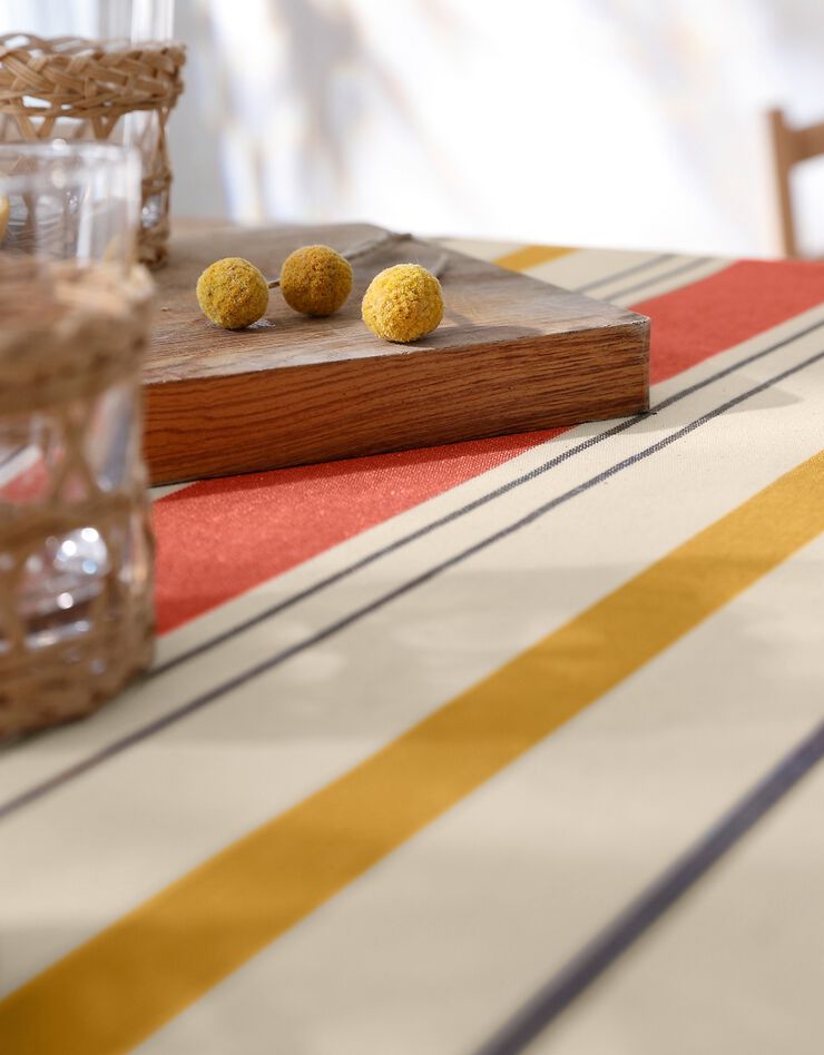 Nappe rayée coton tissé teint (terracotta) Nappe rayée coton tissé teint (terracotta)
