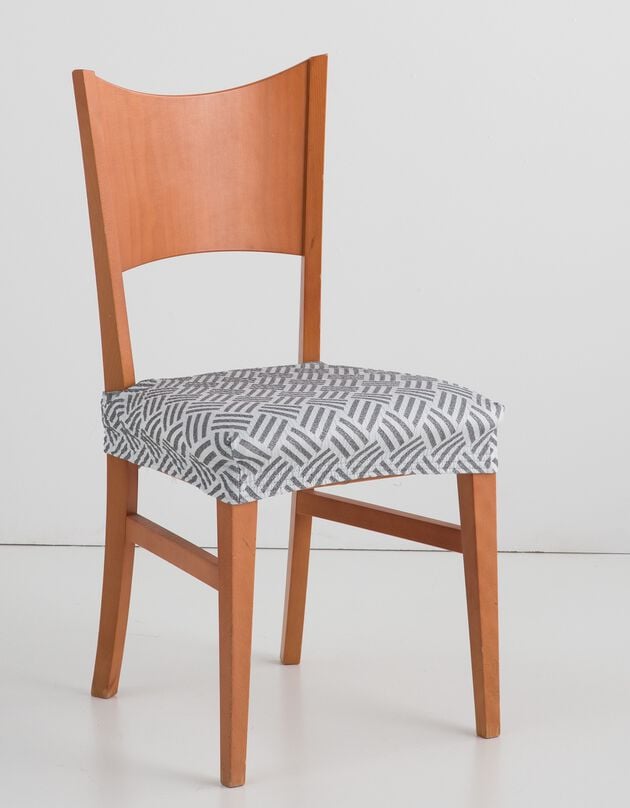 Housse assise de chaise "Valeria" (blanc / gris)