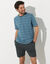 Pyjama-short rayé col tunisien (anthracite / bleu canard)