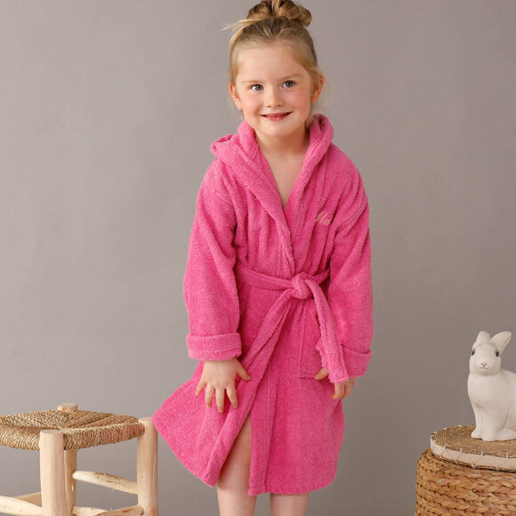 Peignoir enfant éponge à capuche personnalisable  (fuchsia)