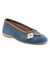 Chaussons ballerines feutrine avec fleur appliqu&eacute;e (bleu indigo)