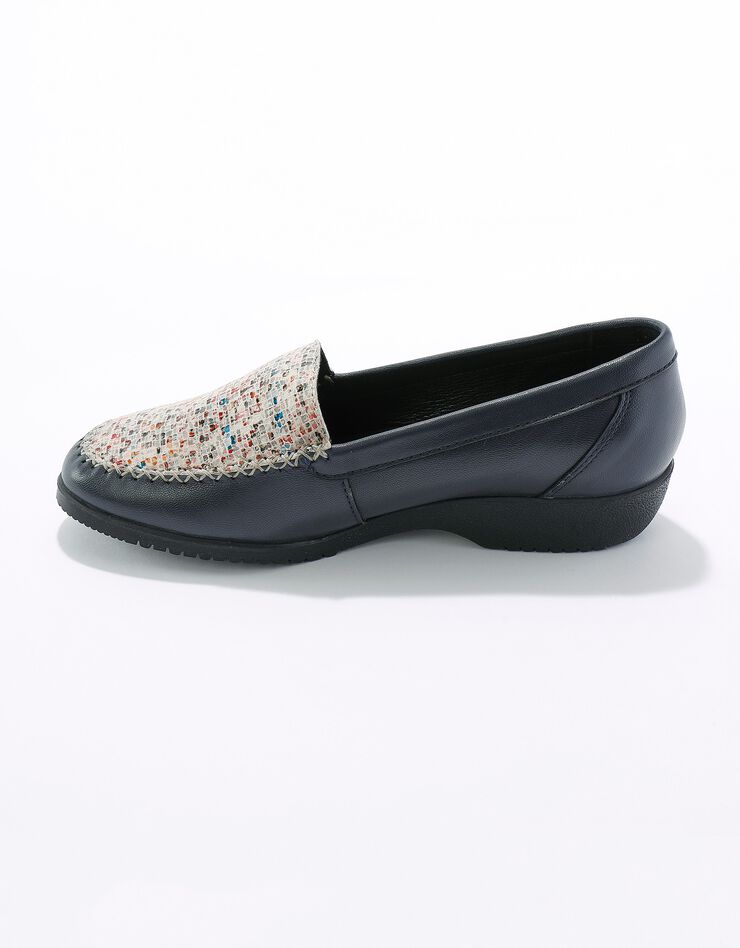 Mocassins largeur confort en cuir souple - imprimé marine (marine) Mocassins largeur confort en cuir souple - imprimé marine (marine)
