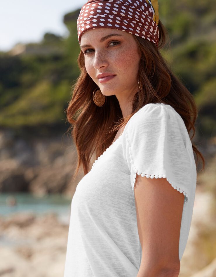 Tee-shirt coupe loose effet lin (blanc cassé) Tee-shirt coupe loose effet lin (blanc cassé)