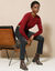 Pull col rond, laine d'agneau (bordeaux)
