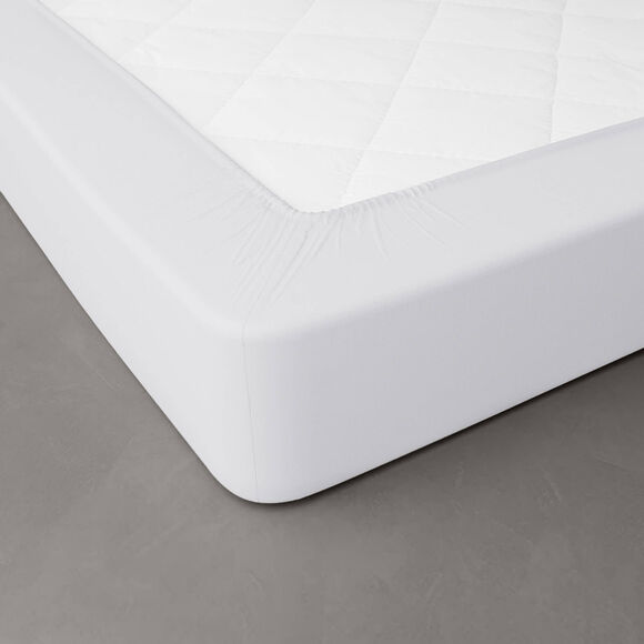 Drap-housse uni percale bonnets 40 cm (blanc)