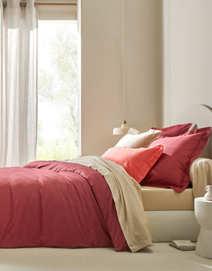 Linge de lit uni polyester-coton Colombine (rose pivoine)
