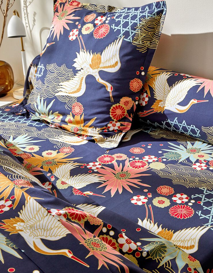 Linge de lit Asia en coton (marine)