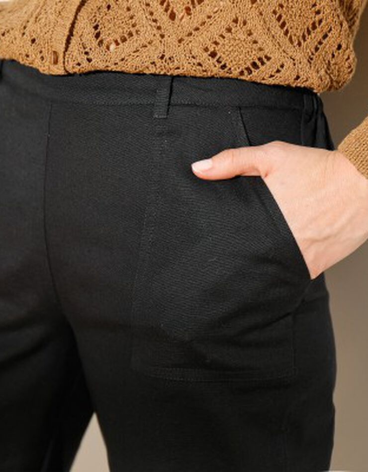 Pantalon large fluide coton-lin (noir)