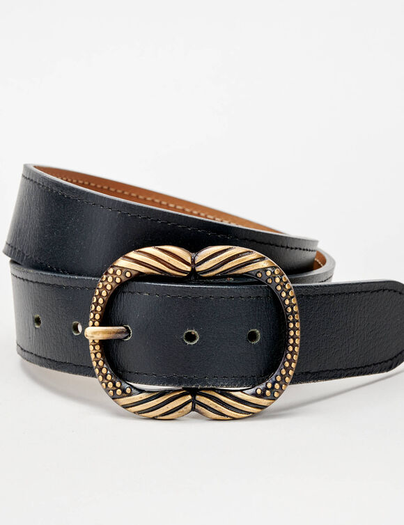 Ceinture boucle dor&eacute;e (noir)