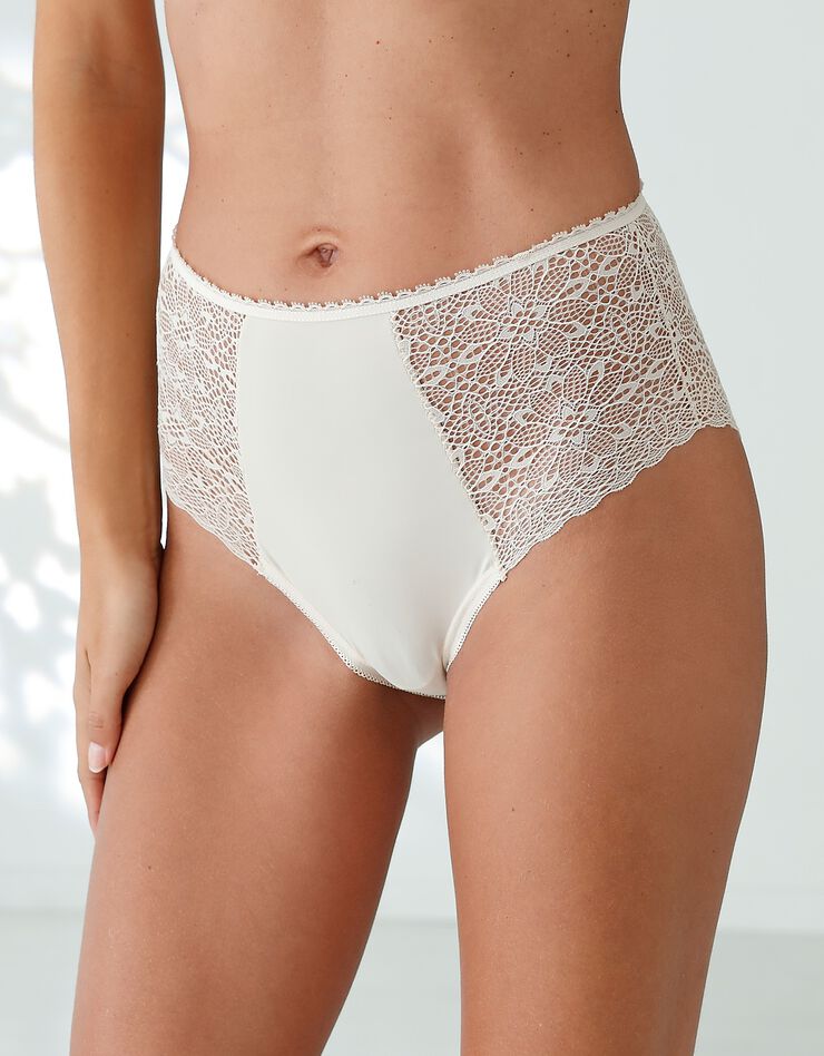 Culotte forme maxi microfibre et dentelle stretch - lot de 2 (coquillage) Culotte forme maxi microfibre et dentelle stretch - lot de 2 (coquillage)