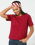 T-shirt boîte manches coudes (prune)