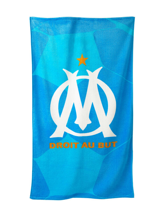 Drap de bain enfant OM®, éponge et velours coton - 320g/m2 (bleu)