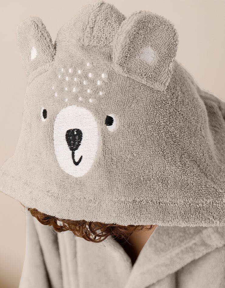 Peignoir de bain enfant ourson à capuche éponge coton - 380 g/m² (taupe) Peignoir de bain enfant ourson à capuche éponge coton - 380 g/m² (taupe)