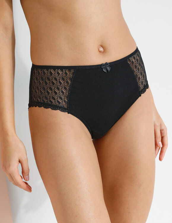 Culotte maxi coton dentelle unie Coria - lot de 2 (noir)