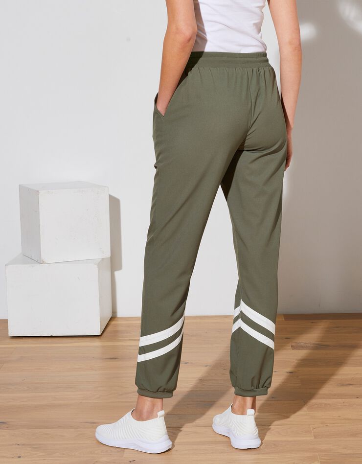 Pantalon taille élastiquée, microfibre (kaki / blanc) Pantalon taille élastiquée, microfibre (kaki / blanc)