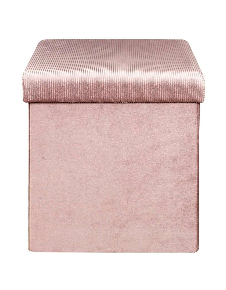 Coffre-pouf pliable - revêtement velours côtelé (rose)