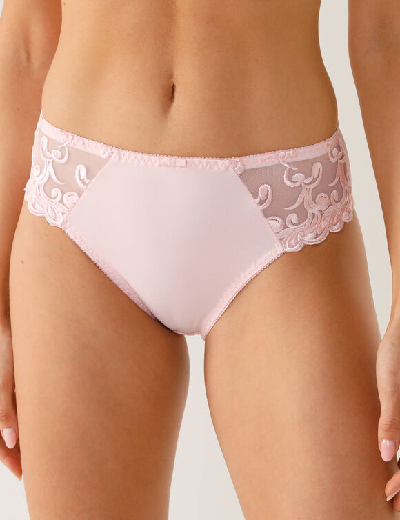 Culotte microfibre et tulle brodé Sienne - lot de 2 (blanc + poudre)