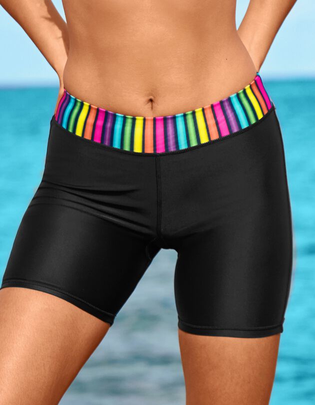 Short de bain long rayé Arc-en-ciel (noir)