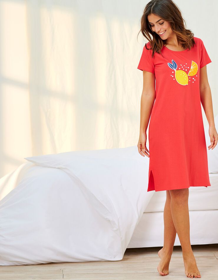 Chemise de nuit courte imprimé fruits (capucine) Chemise de nuit courte imprimé fruits (capucine)
