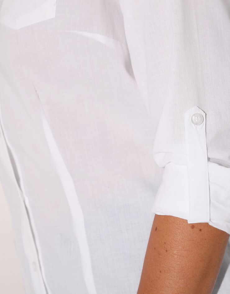 Chemisier boutonné coton uni (blanc) Chemisier boutonné coton uni (blanc)