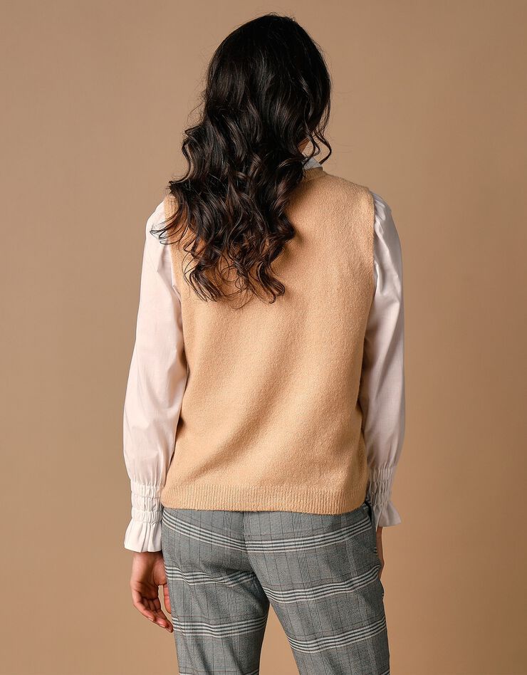 Pull sans manches col rond (beige)