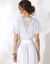 Robe longue crépon, détail macramé (blanc)