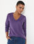 Pull col V, toucher doux (aubergine)