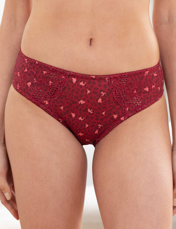 Culotte brodée forme midi coton imprimé animalier Olbia - lot de 2 (bordeaux)