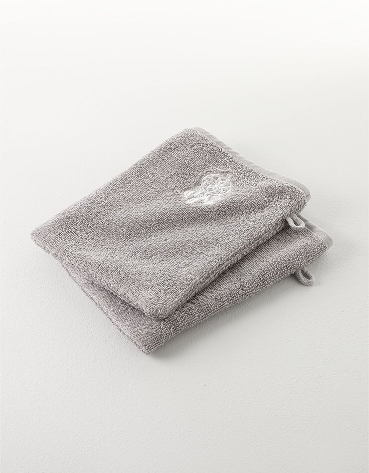 Éponge coton broderie attrape rêves - 420g/m² (gris)