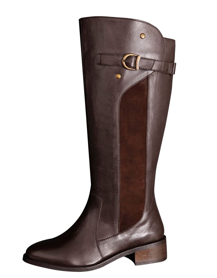 Bottes cavalières cuir mollets réglables (marron) Bottes cavalières cuir mollets réglables (marron)