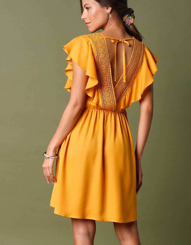 Robe ample courte manches papillon (safran)