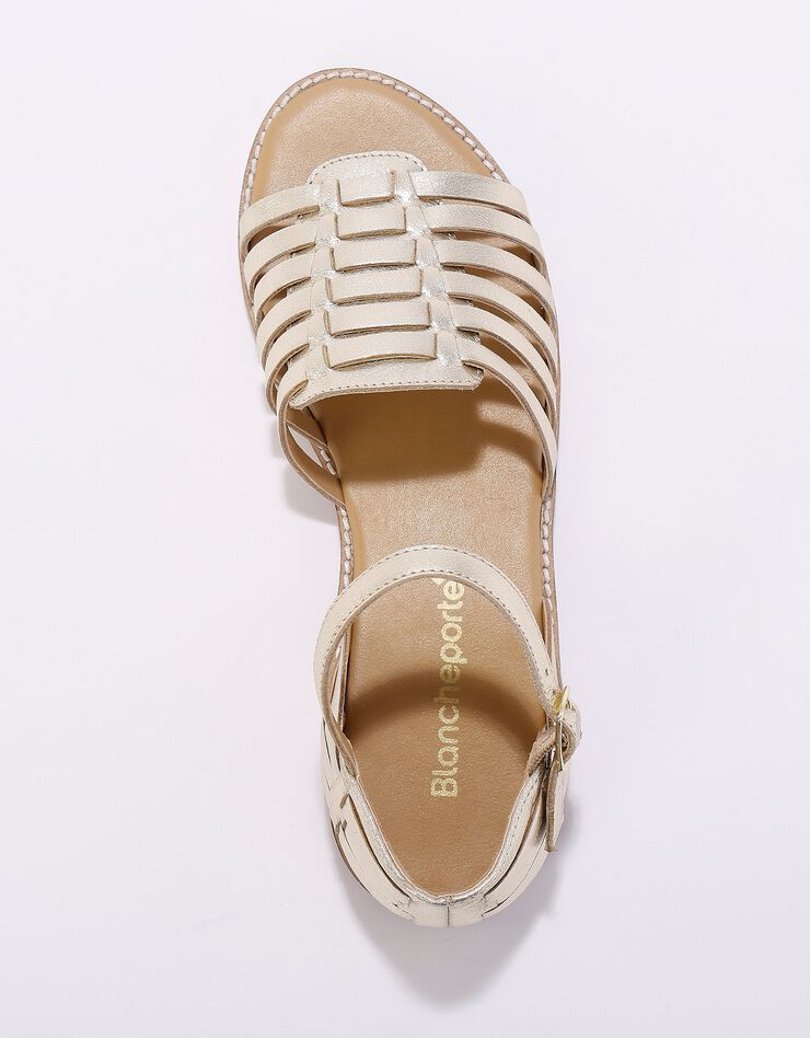 Sandales plates multibrides en cuir (doré)