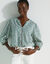 Blouse brodée en coton imprimée, manches 3/4 (vert d'eau)