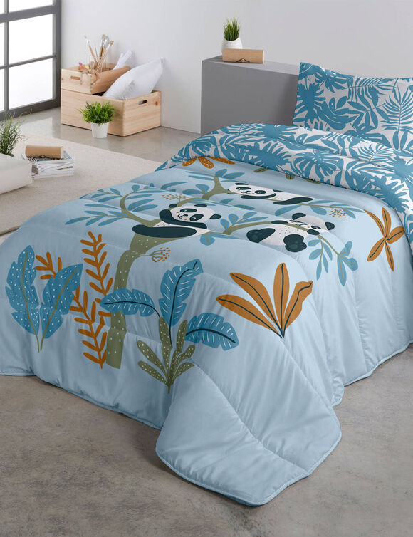 Couette enfant microfibre pandas 200 g/m² (bleu)