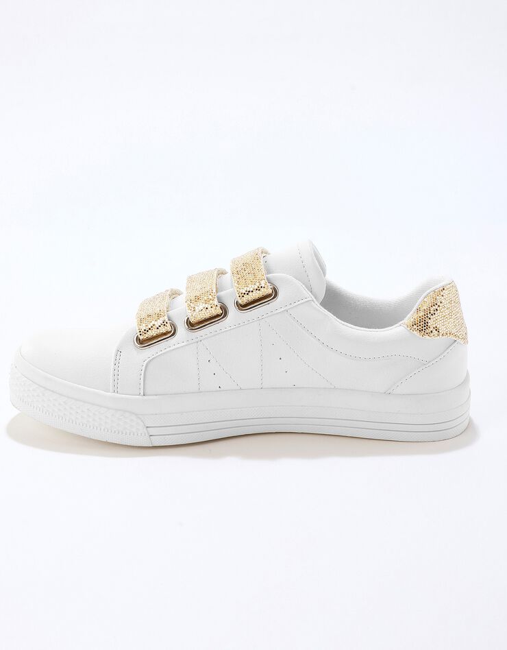 Tennis scratchées effet croco femme - blanc/doré (blanc / doré) Tennis scratchées effet croco femme - blanc/doré (blanc / doré)