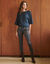 Pull boite uni, manches chauve-souris (bleu fonc&eacute;)