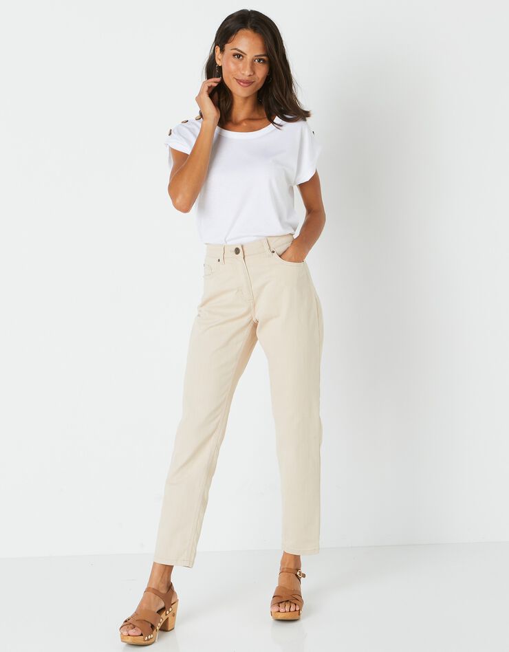 Jean stretch coupe mom couleur, spécial petites (grège) Jean stretch coupe mom couleur, spécial petites (grège)