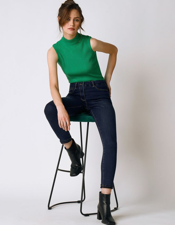 Pull sans manches maille côtelée (vert) Pull sans manches maille côtelée (vert)
