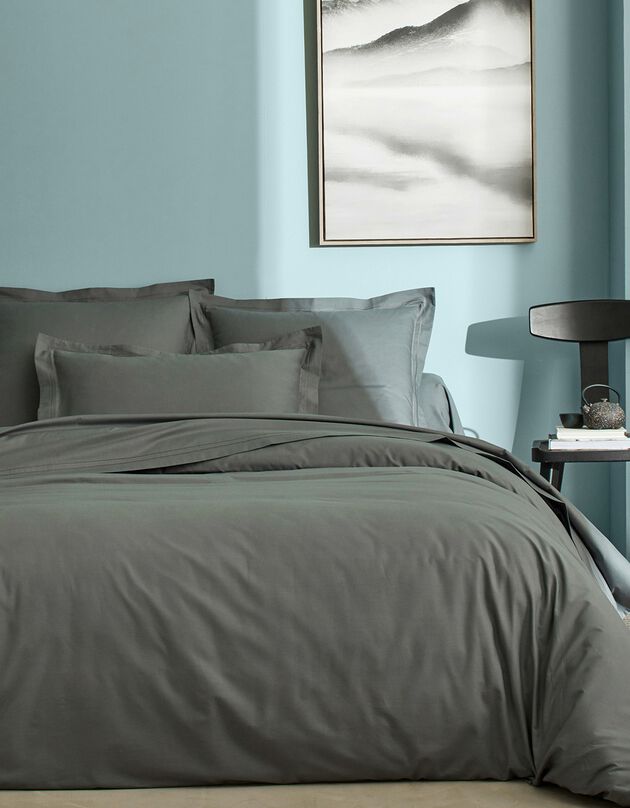 Linge de lit uni percale (gris acier)