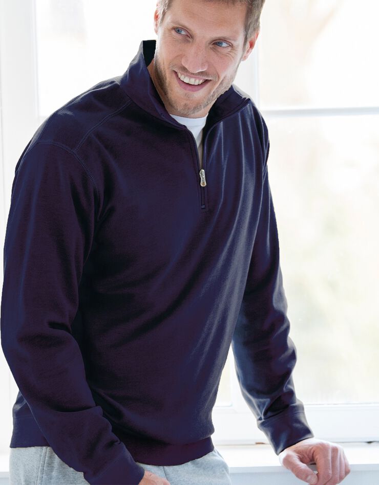 Sweat molleton col camionneur zippé (marine) Sweat molleton col camionneur zippé (marine)