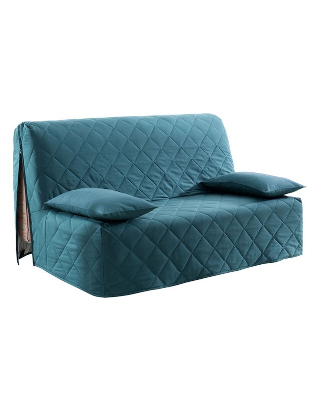 Housse canapé BZ coton bachette uni matelassé (bleu)