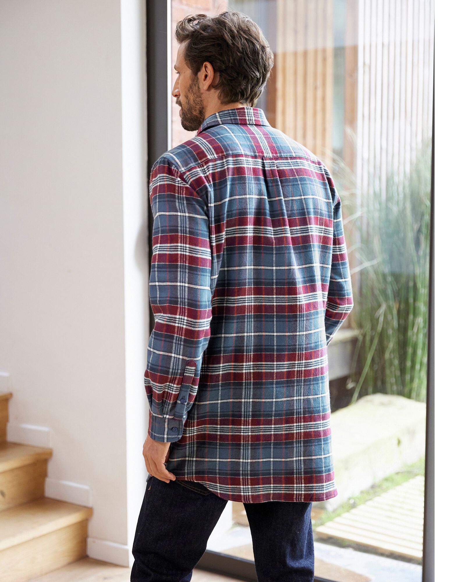 Chemise Homme Croft & Barrow En Flanelle - Taille XL, Motif Carreaux Bleu Et Blanc, Occasion Bon état