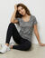 T-shirt chin&eacute; manches courtes en coton biologique(**) (noir chin&eacute;)