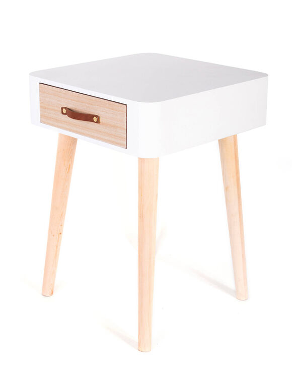 Table de chevet bicolore 1 tiroir (blanc)