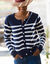 Cardigan rayé boutonné (marine / écru)