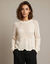 Pull col rond, manches longues pagodes, maille ajour&eacute;e (beige)